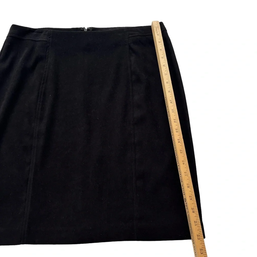 Laura Scott Womens Size 12 Black Suede Velvet Knee Length Polyester Pencil Skirt